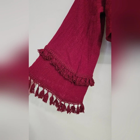 THE INDIGO CHILD Tassel skirt And Cropped Top Set. Maroon/Burgundy. Size small - Picture 14 of 15